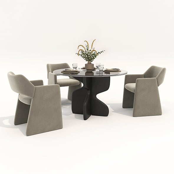 Modern Dining Table and Chairs 44 - 3DOcean Item for Sale