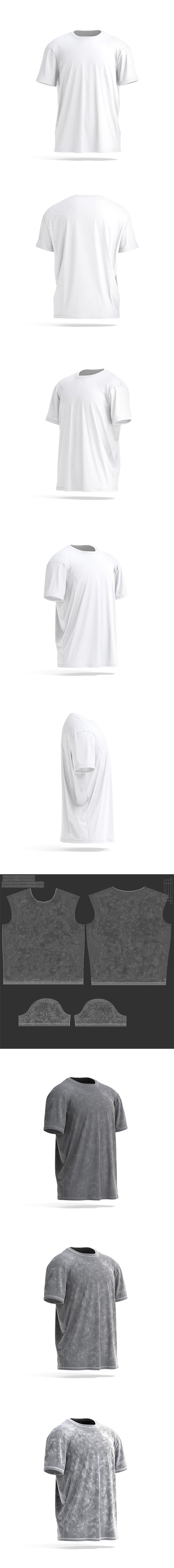 White Oversized T-Shirt - men's wrinkled crewneck tshirt - 3DOcean Item for Sale