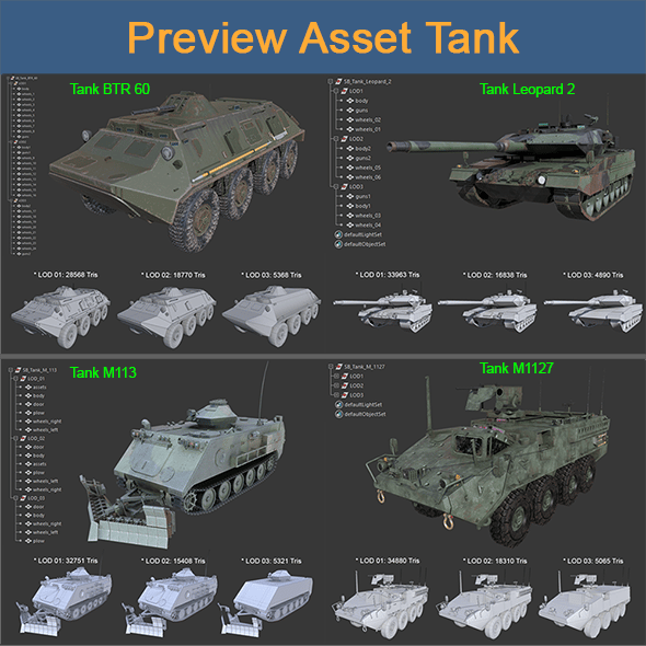 Asset - Military - Tank 3D Model Collection - 3DOcean Item for Sale