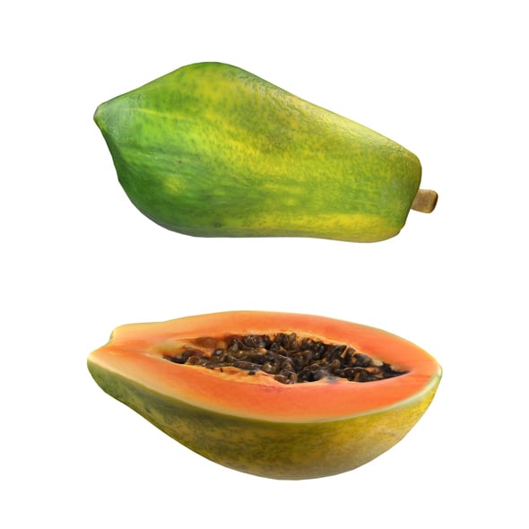 Papaya Fruit Half And Full - 3DOcean Item for Sale