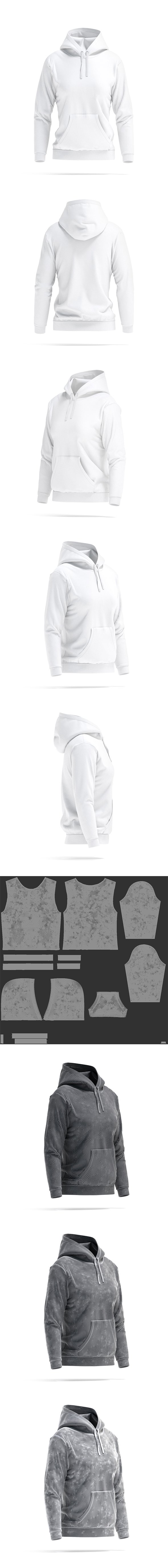 White Women's Hoodie - Sport Female Sweatshirt With Hood - 3DOcean Item for Sale
