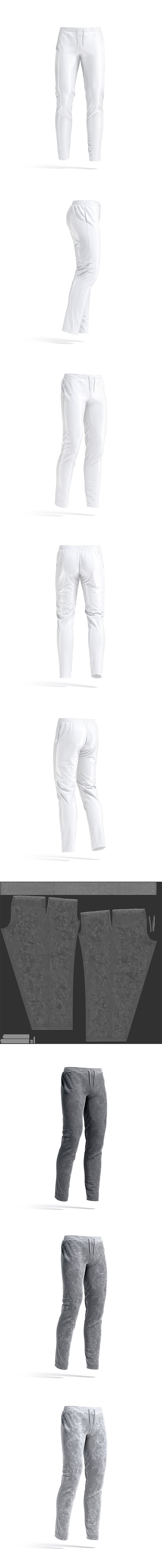 White Sport Pants - Sporty Training Trackpants - 3DOcean Item for Sale