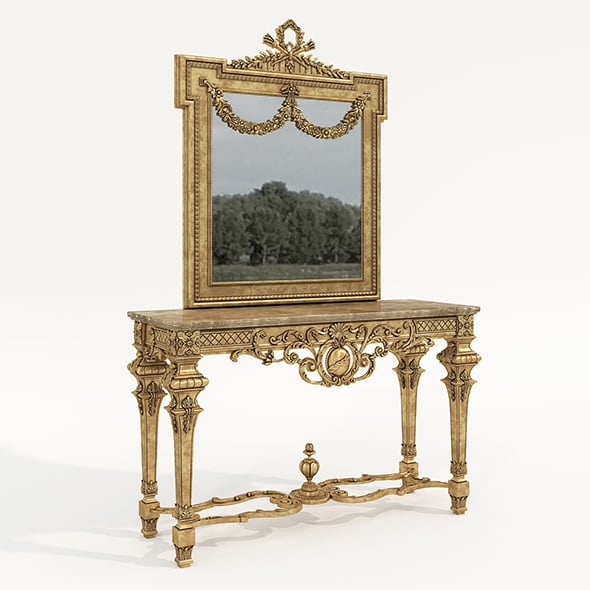 Classic European Style Console Table 9 - 3DOcean Item for Sale
