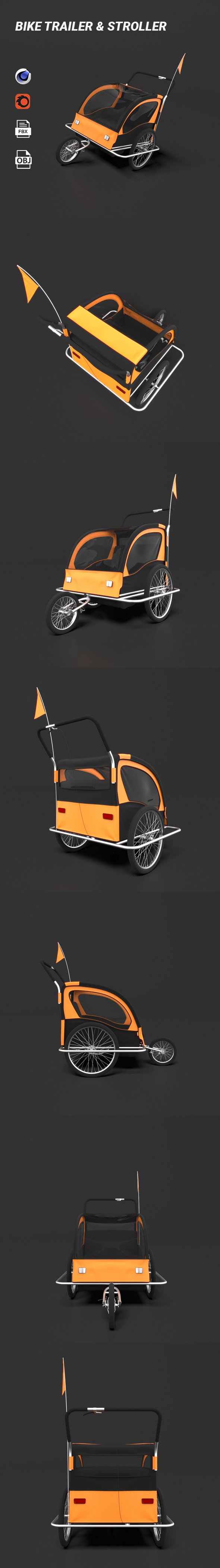 Bike Trailer Stroller - 3DOcean Item for Sale