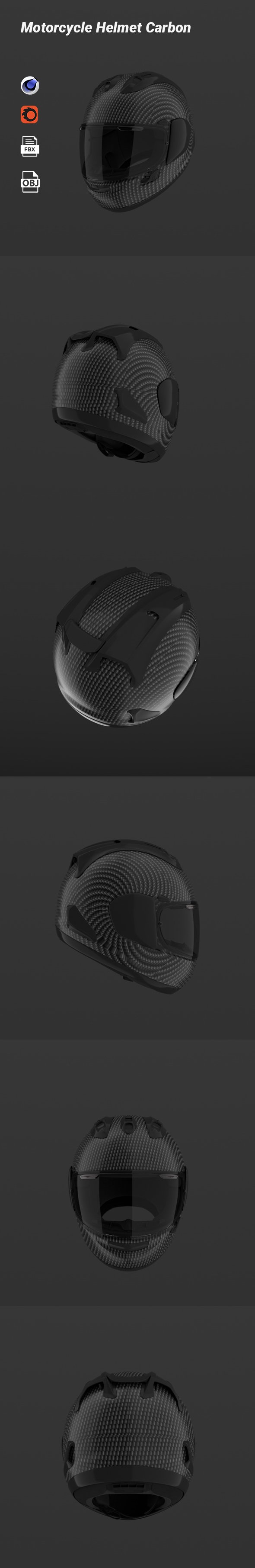 Motorcycle Helmet Carbon - 3DOcean Item for Sale