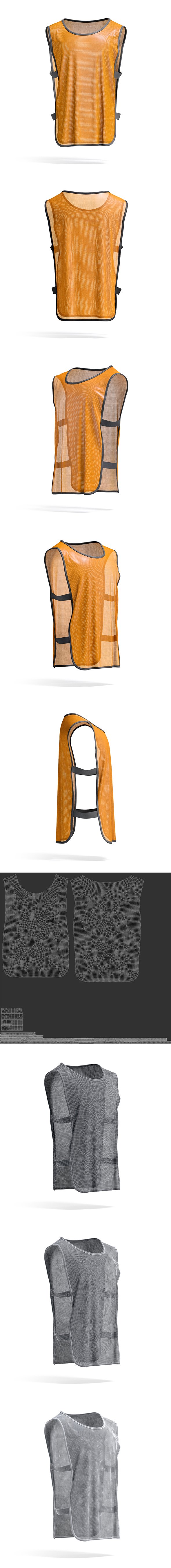 Orange Football Team Practice Vest - Soccer Sports Training Bib With Elastic - 3DOcean Item for Sale