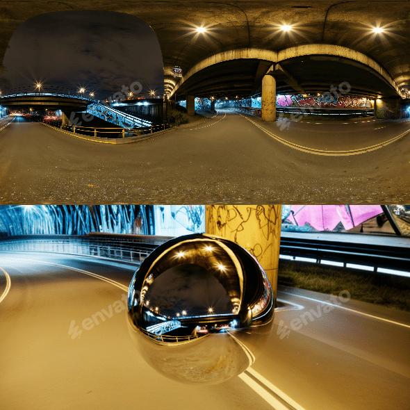 8K HDR Urban Graffiti Underpass Background - 3DOcean Item for Sale