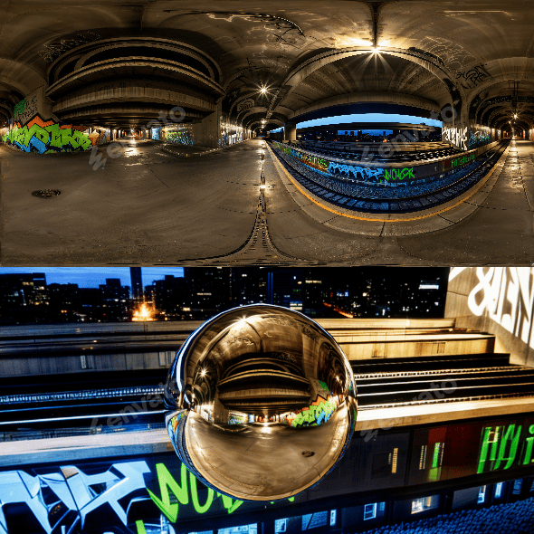 8K HDR Graffiti Underpass Background - 3DOcean Item for Sale