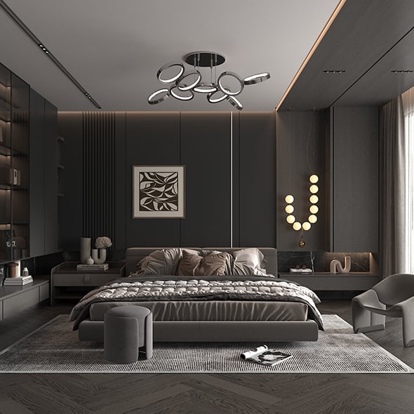 Modern Bedroom Scene 50 - 3DOcean Item for Sale