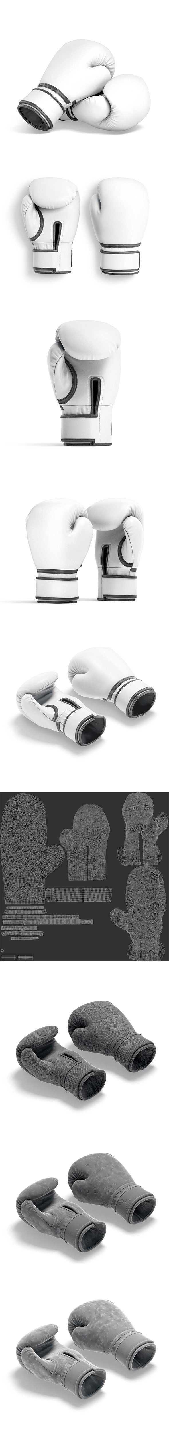 White Leather Boxing Gloves - Punch Sparring Kickboxing Equipment - 3DOcean Item for Sale