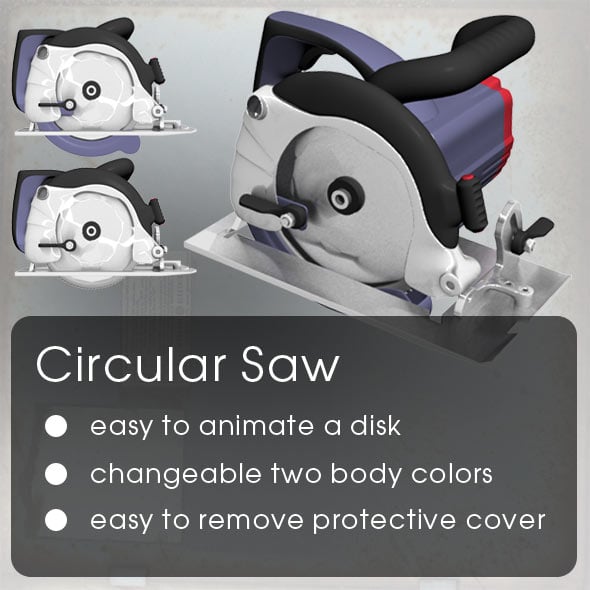 Circular Saw 3D Model – Animatable & Customizable – 3ds Max + OBJ - 3DOcean Item for Sale