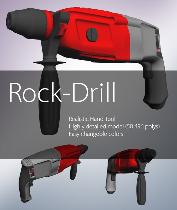 Rock Drill 3D Model – High Poly & Editable – 3ds Max + OBJ - 3DOcean Item for Sale