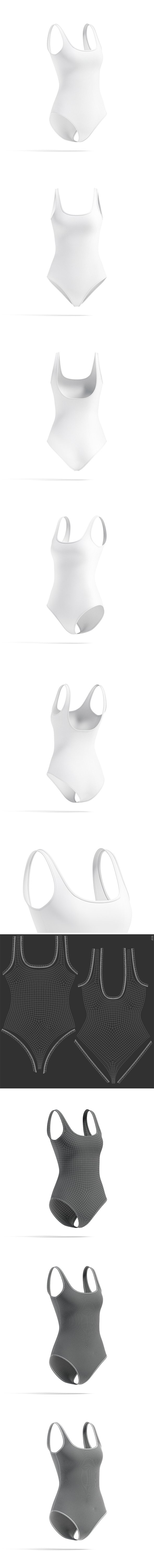 White Women One-Piece Swimsuit - Female Swim Onepiece Beachwear - 3DOcean Item for Sale