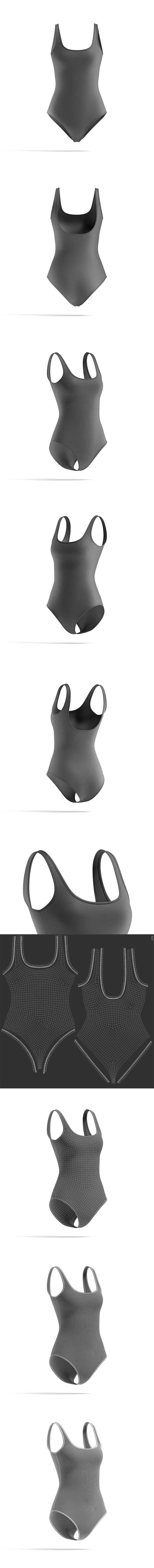 Beach Women Black Swimsuit - Female Sunbath Swim Bodysuit - 3DOcean Item for Sale