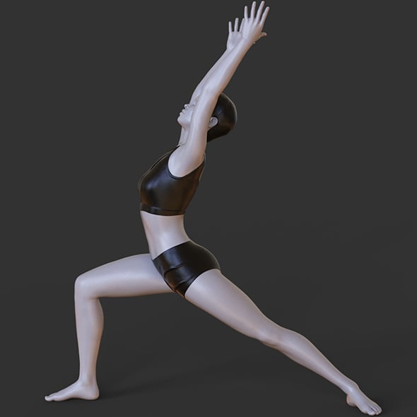 Yoga Pose - Warrior 1 - Virabhadrasana - 3DOcean Item for Sale