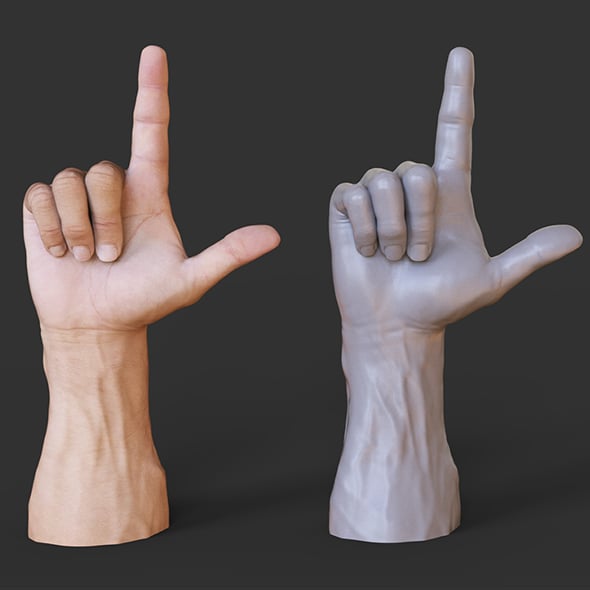 Male Hand Pose - Gesture - 08 - 3DOcean Item for Sale
