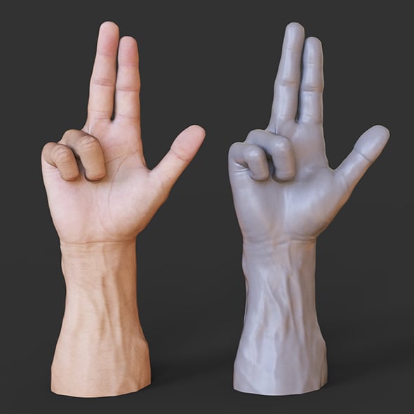 Male Hand Pose - Gesture - 09 - 3DOcean Item for Sale