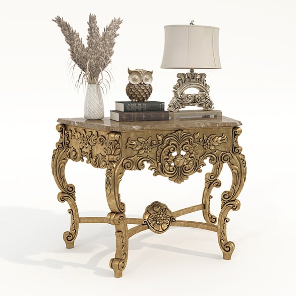 Classic European Style Console Table and Decoration - 3DOcean Item for Sale