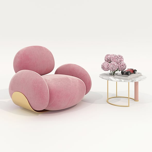 Modern Coffee Table and Armchair 60 - 3DOcean Item for Sale