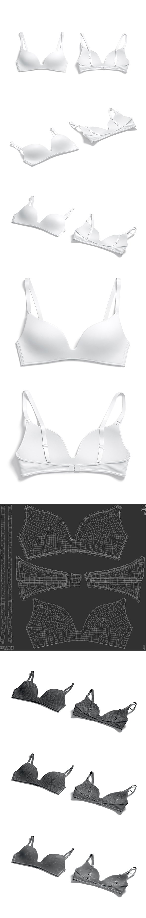 Women's White Wireless Bra - Underclothing Lingerie For Breast - 3DOcean Item for Sale
