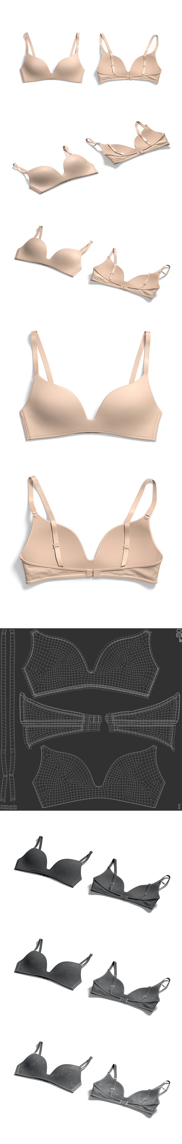 Women's Beige Bra - Pink Push-up Bralette - 3DOcean Item for Sale