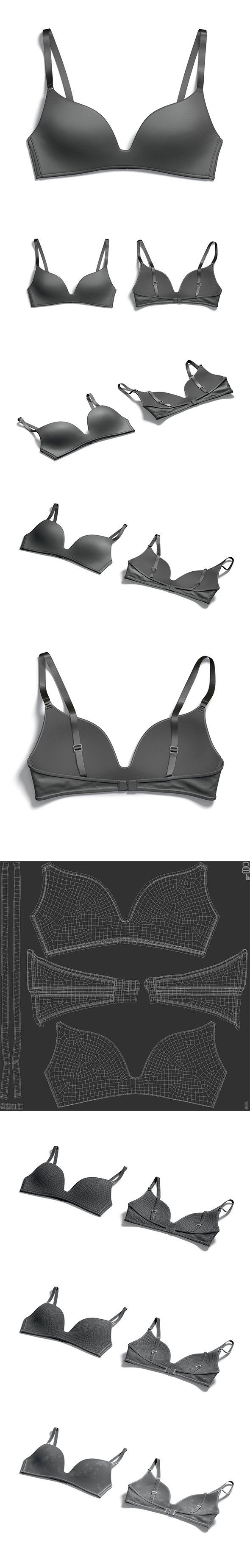 Women's Black Brassiere - Female Spandex Lace Brasserie - 3DOcean Item for Sale