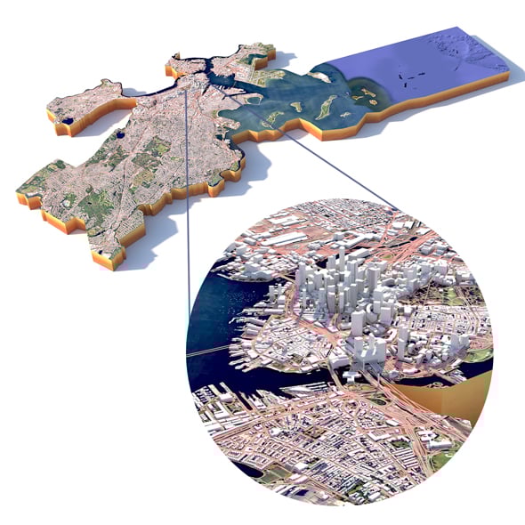 Boston Terrain City Massachusetts USA - 3DOcean Item for Sale