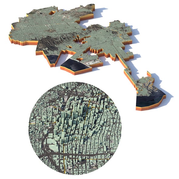 Los Angeles Terrain City California USA - 3DOcean Item for Sale