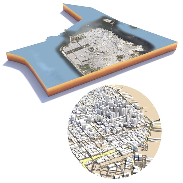 San Francisco Terrain City California USA - 3DOcean Item for Sale