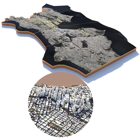 Seattle Washington Terrain City USA - 3DOcean Item for Sale