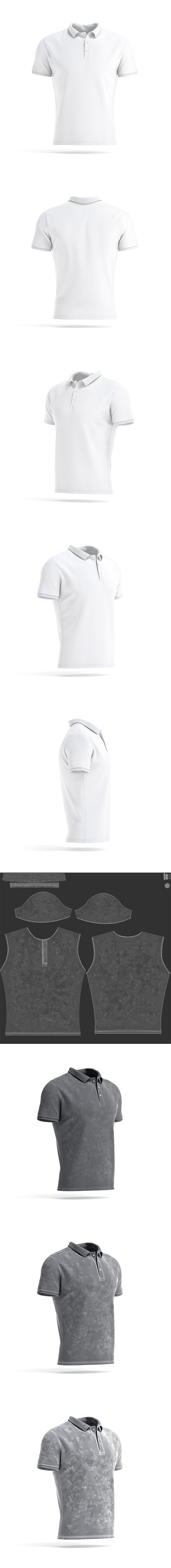 White Men's Polo Shirt - Sport Male Tshirt with Collar - 3DOcean Item for Sale