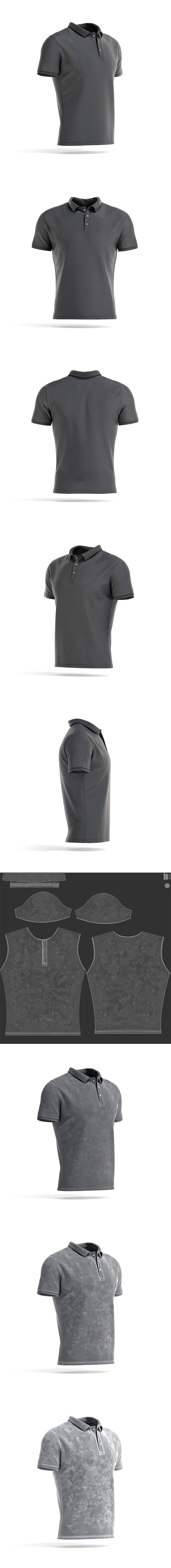 Black Men's Polo-Shirt - Sport Male Jersey Tshirt - 3DOcean Item for Sale