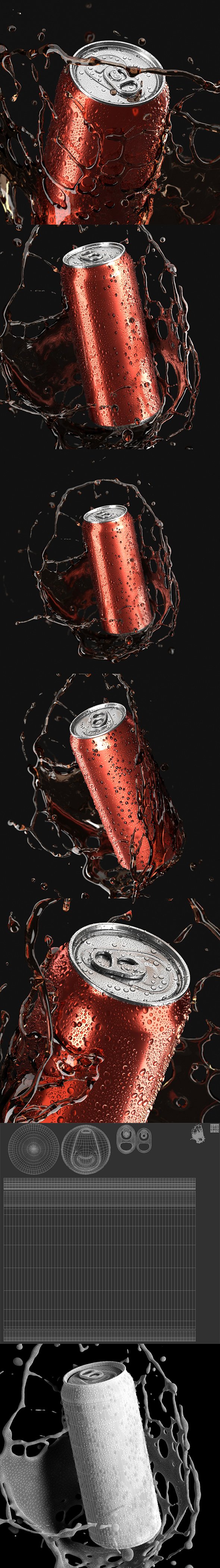 Red 550ml Aluminum Can With Splash - Soda Drink Drops - 3DOcean Item for Sale