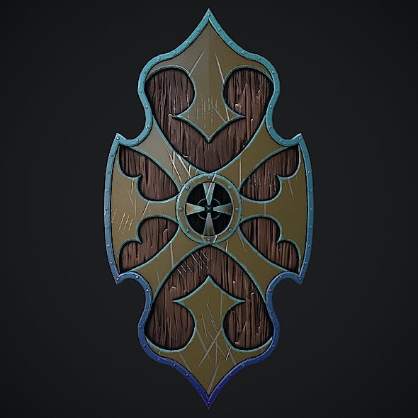 Fantasy Shield 4 Stylized Game Ready 3d Model - 3DOcean Item for Sale