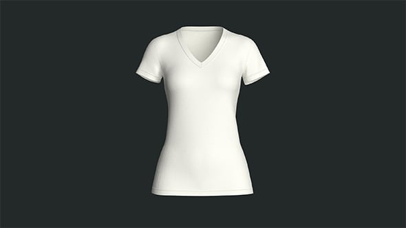 Ladies V-Neck T-Shirt | Marvelous / Clo3d / obj / fbx - 3DOcean Item for Sale