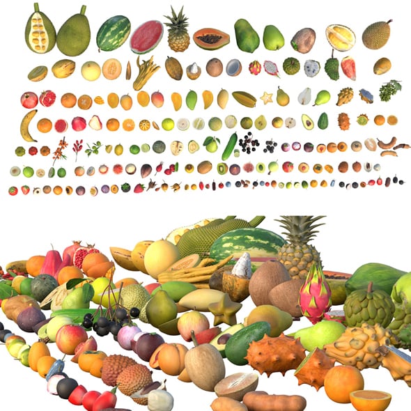 Fruits 3d Model Collection 100 - 3DOcean Item for Sale