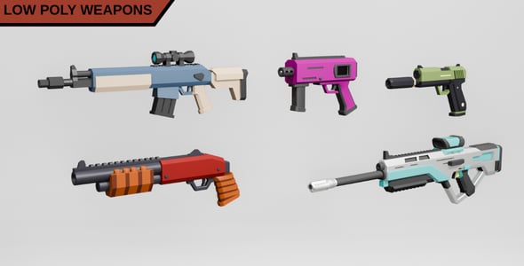 Low Poly Weapons Pack – 5 Models (10,872 Tris) - 3DOcean Item for Sale