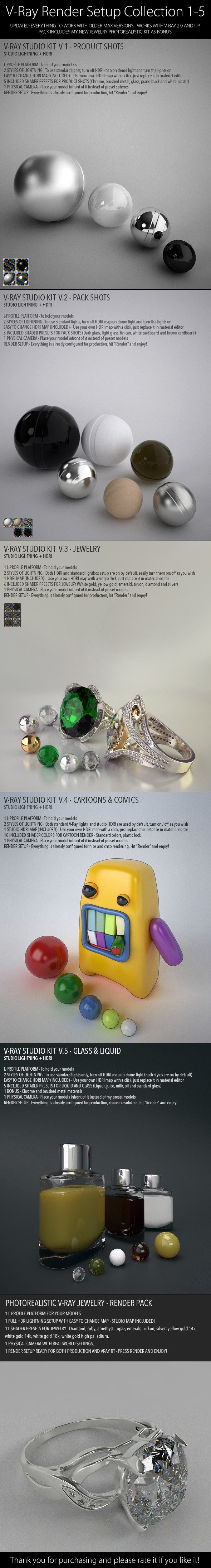 V-Ray Render Setup Collection 1-5 - 3DOcean Item for Sale