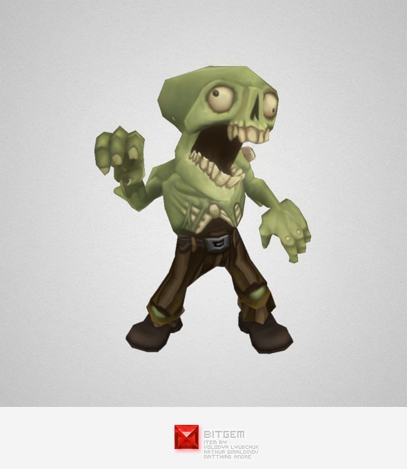 Low Poly Zombie Commoner - 3DOcean Item for Sale