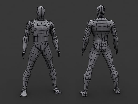 Human Comics Male - Low Poly Base Mesh - 3DOcean Item for Sale
