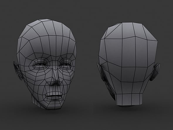 Human Manga Male Head Base Mesh - Low Poly - 3DOcean Item for Sale
