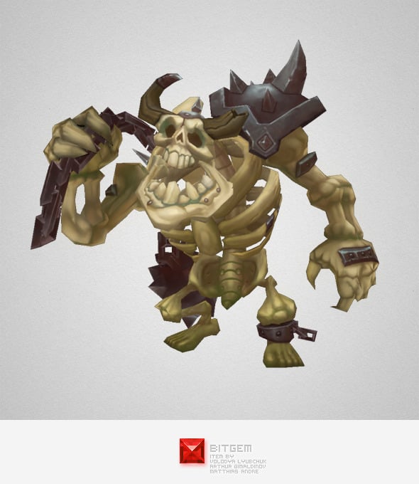 Low Poly Skeleton Grunt - 3DOcean Item for Sale
