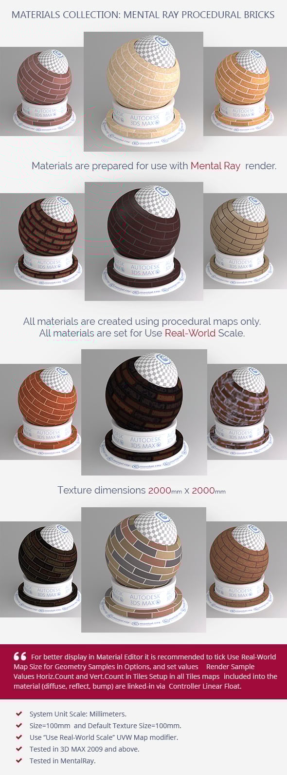 Mental Ray Procedural Bricks - 3DOcean Item for Sale