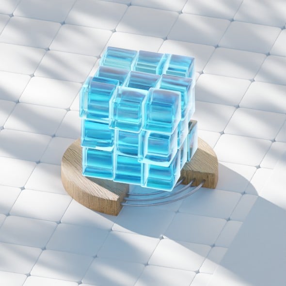 Modern Abstract Glass Cube Composition - 3DOcean Item for Sale