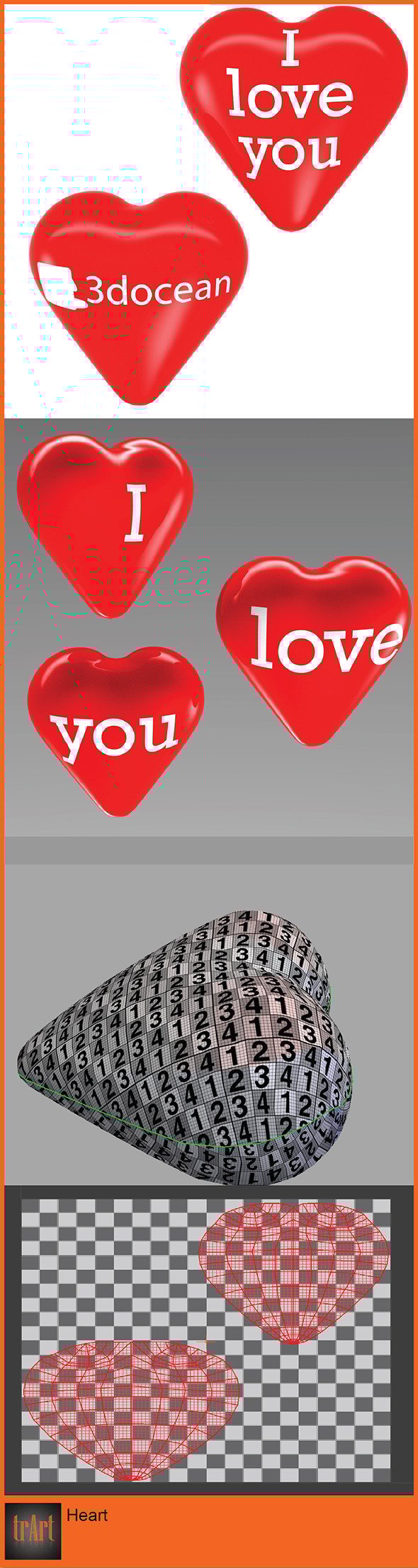 Heart 3d Model - 3DOcean Item for Sale