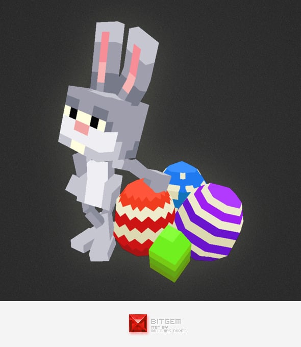 Low Poly 3D Pixel Rabbit - 3DOcean Item for Sale