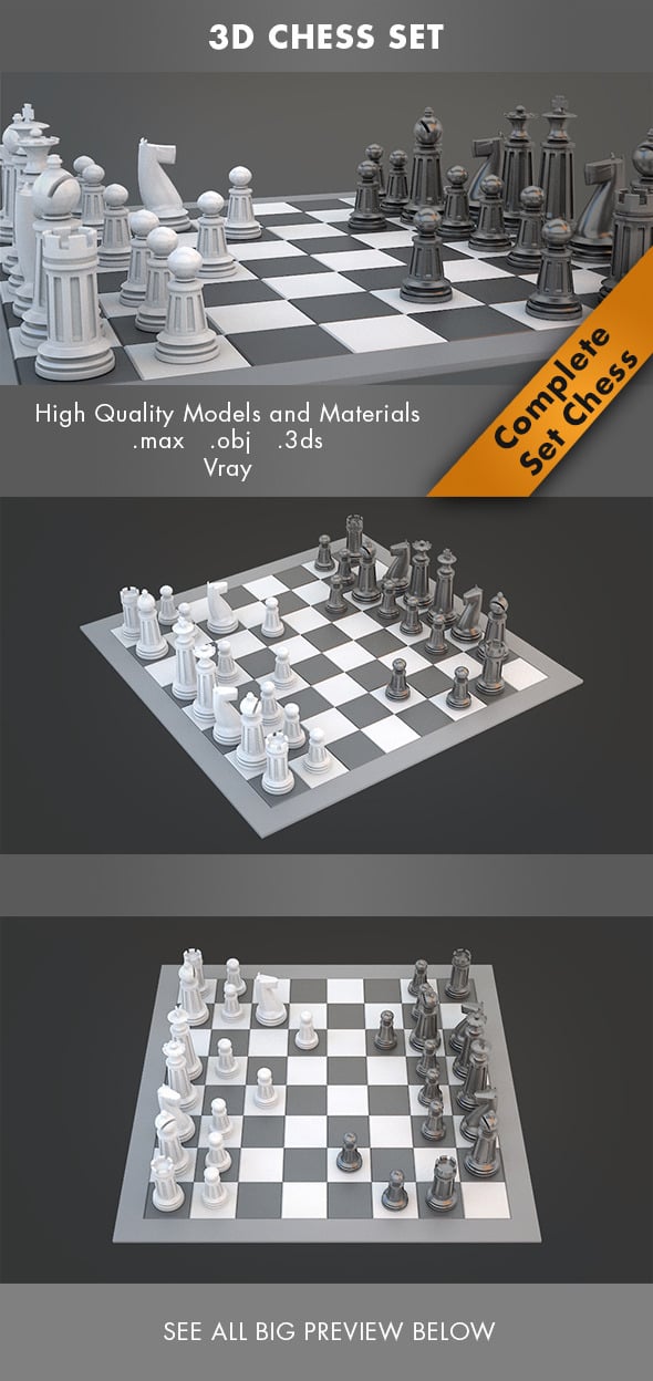 3d Chess Set - 3DOcean Item for Sale
