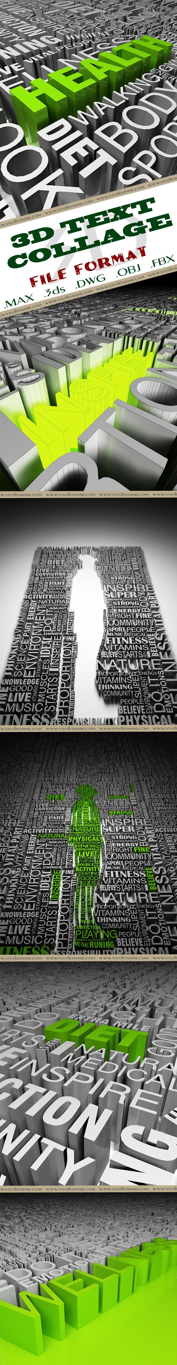 Text Collage 3D Part_1 123 - 3DOcean Item for Sale