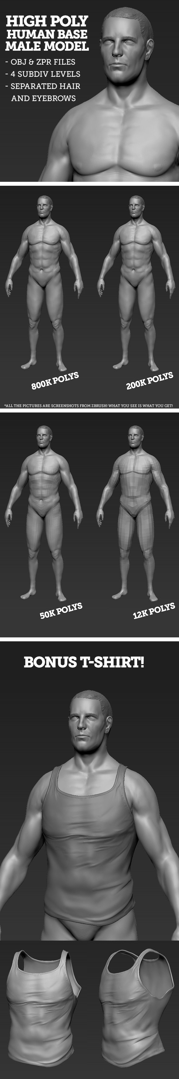 High Polygon Base Human Male Model - 3DOcean Item for Sale