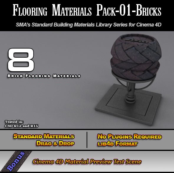Flooring Materials Pack-01-Bricks - 3DOcean Item for Sale